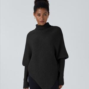 HALARA Black Asymmetrical Poncho Sweater